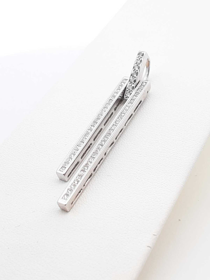 2.26 Diamond Cttw 18k White Gold Tuning Bar Pendant 6.4 Grams Fw0925rcrdu