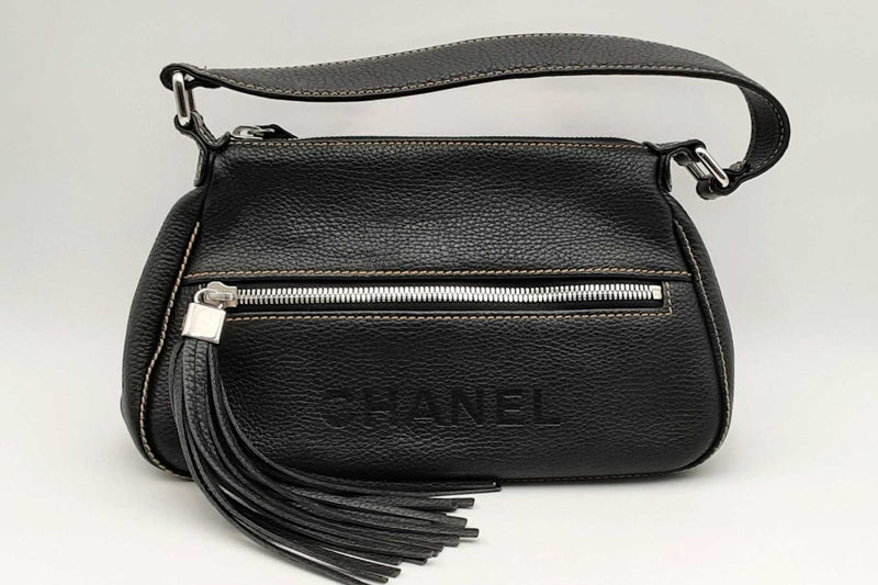 Chanel Lax Tassel Black Leather Shoulder Bag Eb1224rxzdu