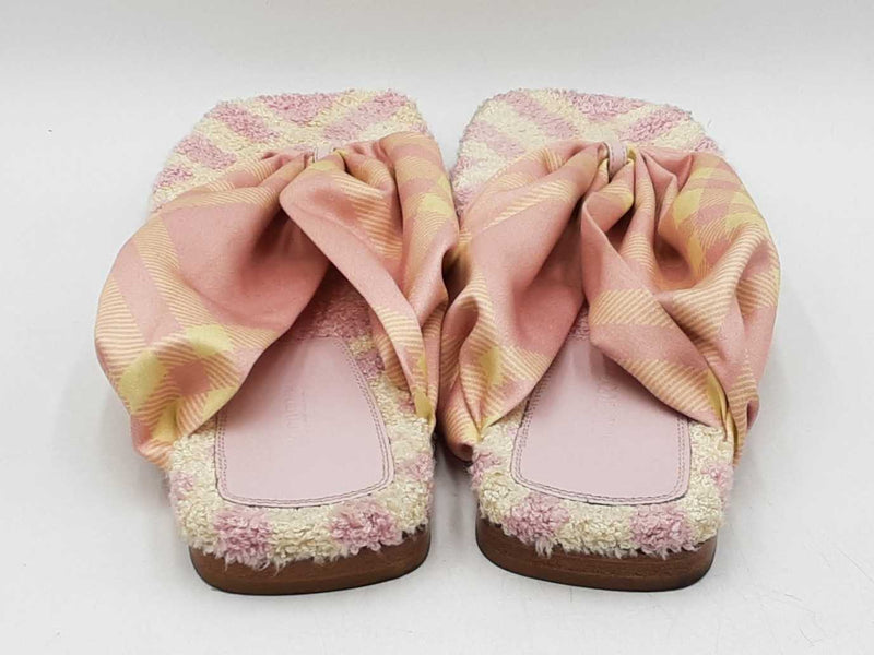 Burberry Sandals In Cameo Check Terry & Leather Size Eu 40 Us 9.5 Fw0825izdu