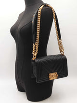 Chanel Small Boy Bag In Black Quilted Caviar Leather Fw0926lrxzdu