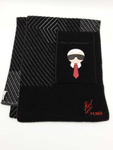 Fendi X Karl Lagerfield Black Woven Snap Pocket Scarf Do1225lcrde