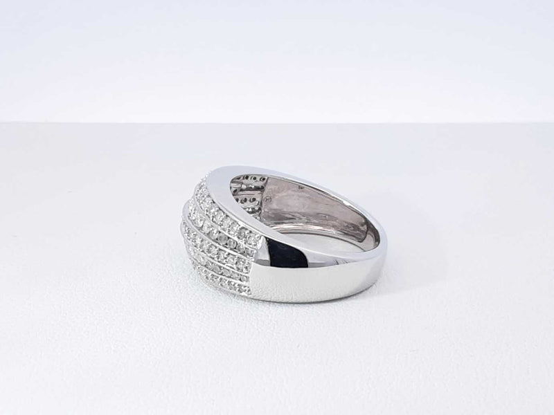 1.10 Cttw Diamond & 14k White Gold Five-row Ring 6.2 Grams Size 6.5 Fw0925pordu