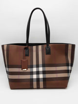 Burberry Check Tote Bag In Brown Eb0826wxzde