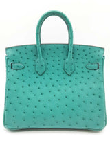 Hermes Birkin 25cm Vert Verone Green Ostrich Leather Gold Handbag Do0626ooxzxde