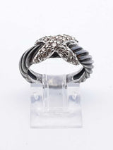 David Yurman Sterling Silver 18k & Diamond Cable Ring 6.6g Size 5.75 Fw0625loxdu