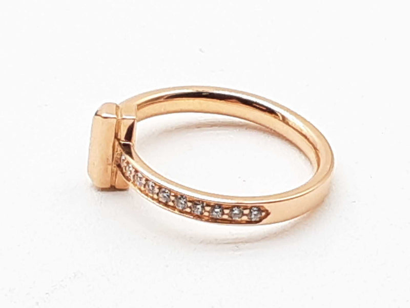 Tiffany & Co. T 18k Rose Gold 3.8g 0.8 Ctw Diamond Ring Size 5.5 Do0124loxzde