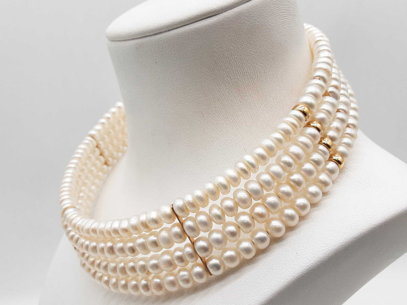 14k Yellow Gold Pearl 5.2g Choker Necklace 14 In Do1224pxzde