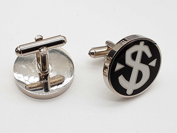 King Baby Dollar Sign White Black Cuff Links Do0825cxde