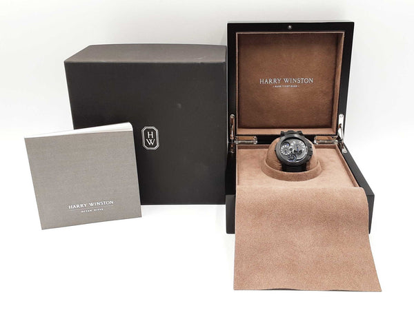Harry Winston Ocean Diver Dual Time Black Zalium Edition 44mm Watch Fw1025crxzdu