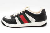 Gucci Screener Black & White Leather Sneakers Size 6.5 Eb1225oxzdu