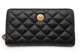 Versace Quilted Black Leather Zip Around Wallet Eb0826lorde
