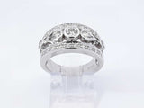 1.04 Cttw Diamond & 14k White Gold Etruscan-style Ring 7.5 Gram Sz 7 Fw0925wrzdu