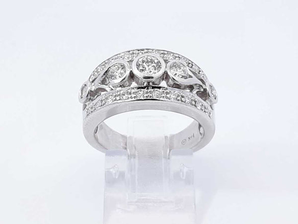 1.04 Cttw Diamond & 14k White Gold Etruscan-style Ring 7.5 Gram Sz 7 Fw0925wrzdu