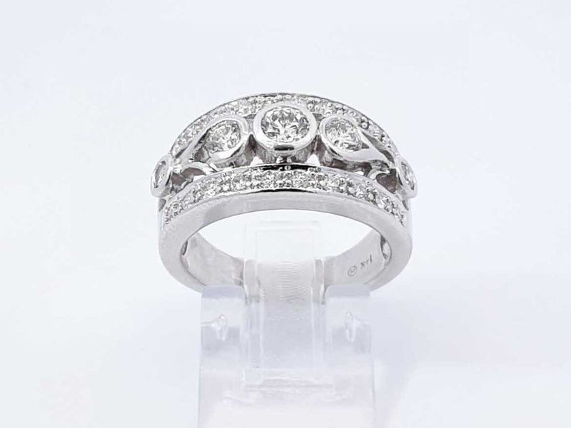 1.04 Cttw Diamond & 14k White Gold Etruscan-style Ring 7.5 Gram Sz 7 Fw0925wrzdu
