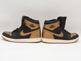 Nike Air Jordan 1 Retro High Og Black Metallic Gold Sneakers Size Us 8.5 Sd1026