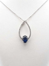 0.50 Cttw Blue Diamond & 14k White Gold Necklace 3.4 Grams 16 Inches Fw0325lxidu