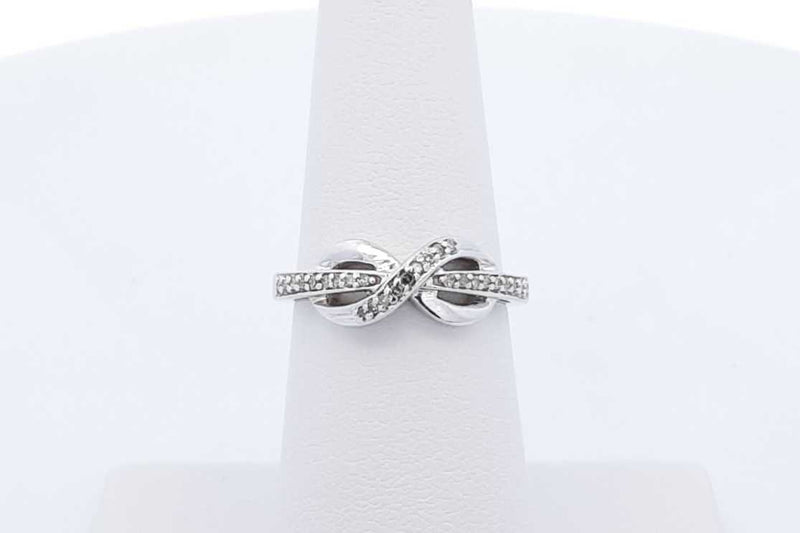 10k White Gold Diamond Infinity Wrapped Ring 2.7 Grams Size 6 Eb1025loxde