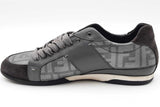 Fendi Zucca Grey Suede & Leather Sneakers Size 8.5 Eb1025crdu
