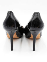 Jimmy Choo Black Patent Leather Peep Toe Heels Size 35.5 Eb0824sxdu