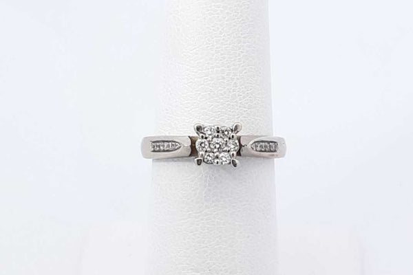 0.07ctw Diamond Ring In 14k White Gold 3.2 Grams Size 6 Eb0925lrxdu