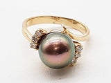 Multicolor Iridescent Gray Pearl 18k Yellow Gold 5.3g Ring Size 8 Do0526pixde