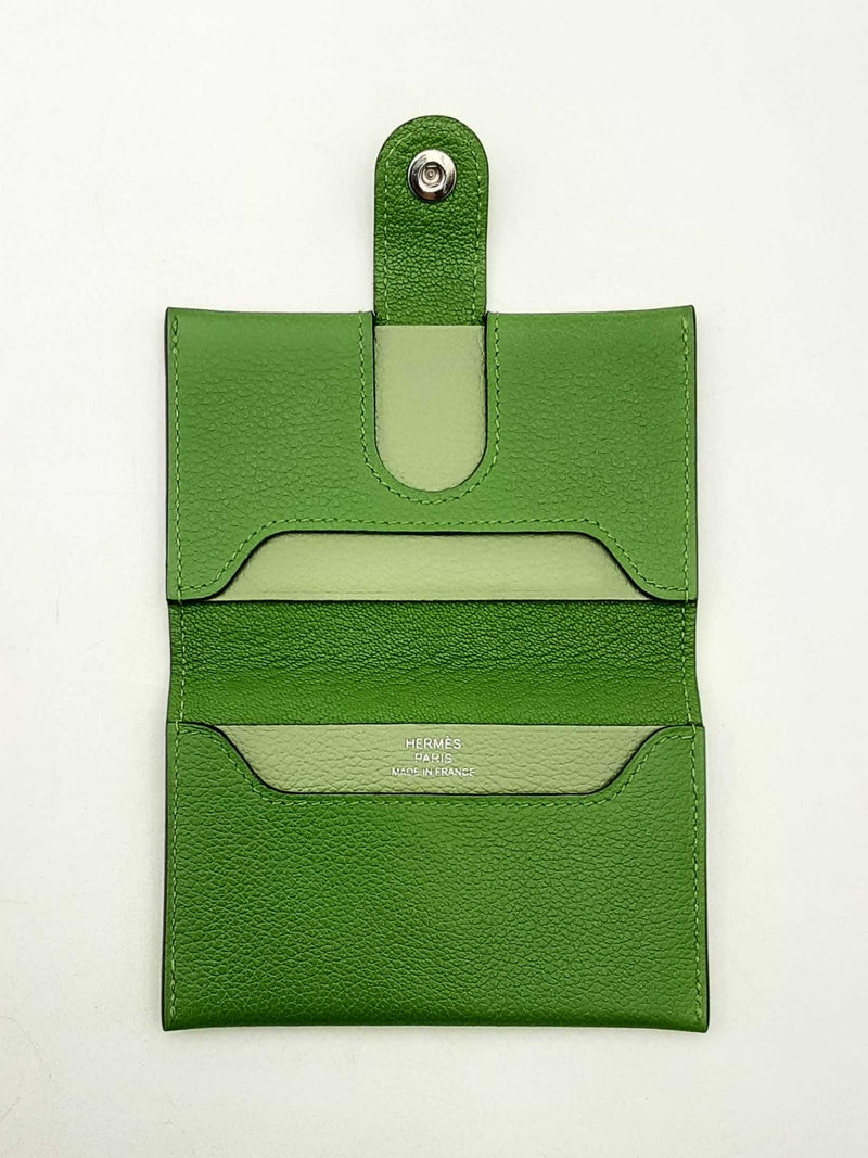 Hermès R.m.s. Card Holder In Green Evercolor Calfskin Fw0125oxzsa