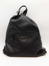Prada Black Leather Drawstring Backpack Eb0626lxxzde