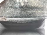 Chanel Quilted Caviar Metal Perforated Cc Flap Black Wallet Aa0826pzxsa