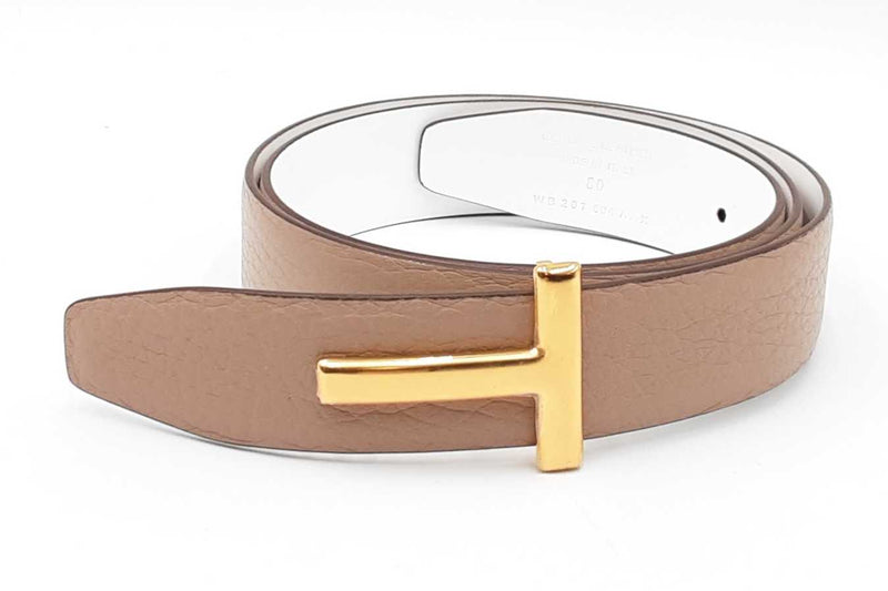 Tom Ford Leather Belt With Gold Tone Buckle Eb0824lxzdu