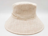 Fendi Ivory White Logo Cotton Bucket Hat Size M Do0725orxde