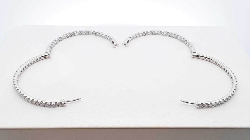 5.0 Cttw Lab Grown Diamond & 14k White Gold Hoop Earrings 17.7 Grams Fw0225lrzxdu