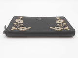 Coach Flowered Embroidered Black Leather Zippy Wallet Do0525pxde