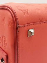 Mcm Ottomar Essential Boston Bag In Embossed Hot Coral Leather Fw0825lexdu