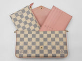 Louis Vuitton Pochette Félicie In Damier Azur Canvas & Rose Leather Fw0626rrzdu