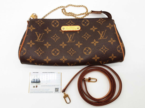 Louis Vuitton Eva Brown Monogram Clutch Shoulder Bag Do0425srxde