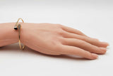 21k Yellow Gold, Onyx & Cubic Zirconia Bangle Bracelet 6.6g 6 Inch Fw0326pszdu