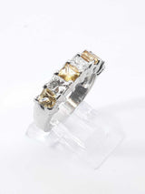 4.15 Cttw Yellow Sapphire & Diamond Half-eternity Platinum Ring With Cert 9.7 Grams Size 7.5 Fw1125owzxdu