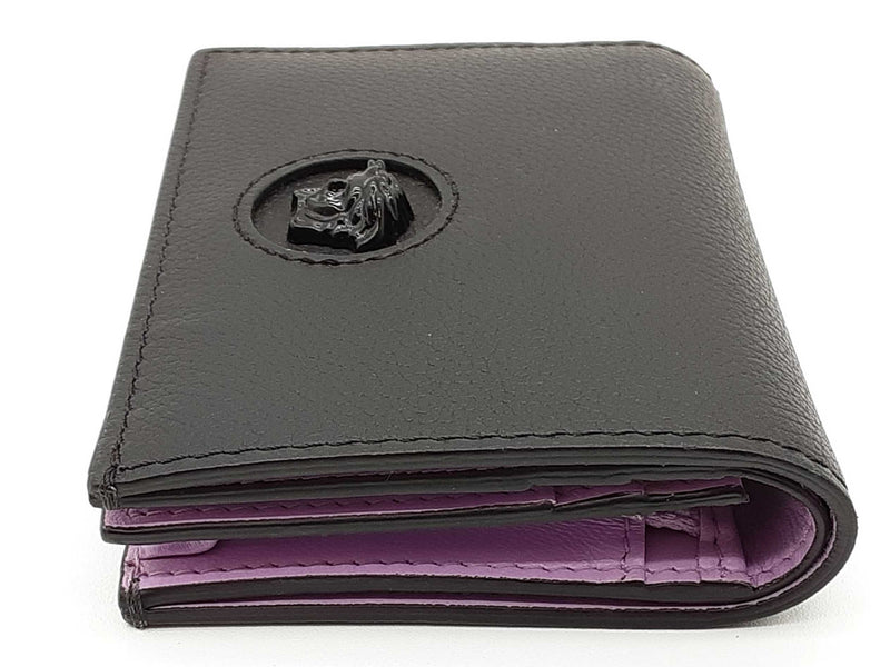 Versace Dpdi058 Black Lilac Purple Leather Bifold Wallet Do0925lxzde