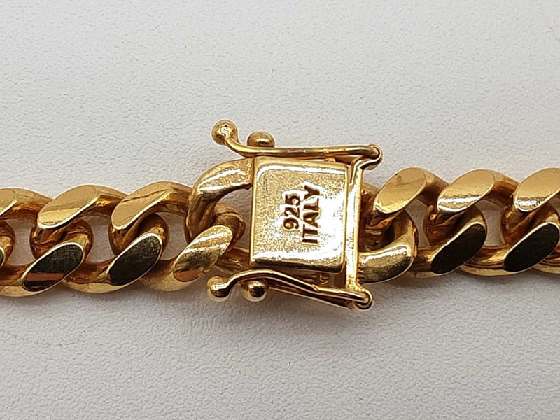 0.925 Silver Gold Plated 99.0g Solid Cuban Link Chain 24 In Do0224oxzde
