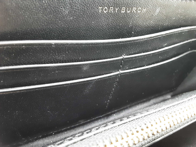 Tory Burch Flemming Black Leather Zip Continental Wallet Do0825prde