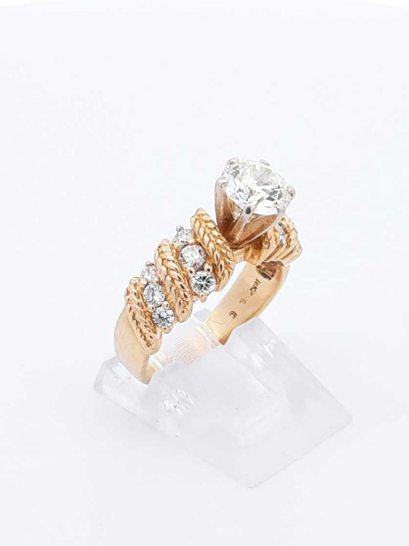 1.38 Cttw Diamond & 18k Yellow Gold Rope Ring 7.4 Grams Size 6 Fw0925lwxzdu