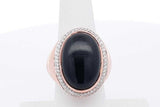Onyx & Diamond 14k Rose Gold Ring 14.7 Grams Size 7 Eb1225ixzsa