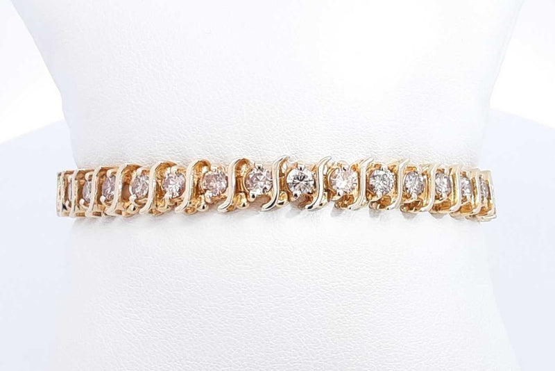 Approx. 6.6ctw Diamond Bracelet In 14k Yellow Gold 22.4 Grams 7 In Eb0724oxxzsa