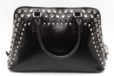 Prada Studded Pyramid Black Saffiano Patent Leather Top Handle Bag Eb0826lxrxde