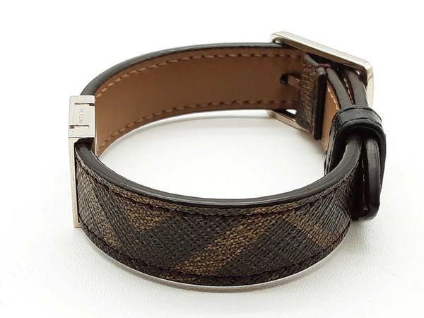 Fendi Ff Brown Coated Canvas Leather Reversible Bracelet Do0925oxzde
