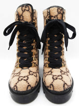 Gucci 583349 Gg Beige Wool Lace Up Ankle Boots Size Gucci 39.5 W Do0325orxde