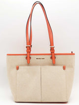 Michael Kors Jet Set Poppy Double Pocket Tote Beige Aa0526wrsa