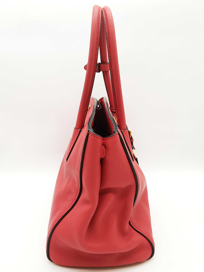 Prada 2 Way Red Vitello Daino Leather Tote Bag Do0725porde