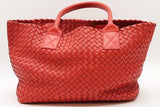 Bottega Veneta Red Intrecciato Leather Cabat Tote Bag Eb0326lwxzde