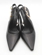Louis Vuitton Black Leather Sparkle Slingback Pumps Size 38 Eb0726lorsa